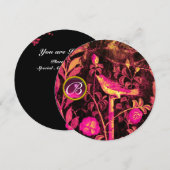 Invitation ROSSIGNOL SUR ROSES MONOGRAM, Fuchsia Rose Noir (Devant / Derrière)