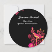 Invitation ROSSIGNOL SUR ROSES MONOGRAMME, Fuchsia Rose Noir (Dos)