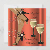 Invitation Rosty Orange Black Chaussures Vin Verre Fête d'ann (Devant)