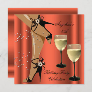 Invitation Rosty Orange Black Chaussures Vin Verre Fête d'ann