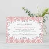 Invitation Rosy Brown Damask Modèle de douche nuptiale Invita (Debout devant)