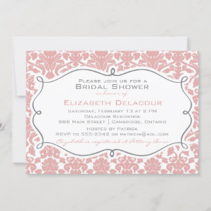 Invitation Rosy Brown Damask Modèle de douche nuptiale Invita