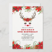 Invitation Rosy Cheeks Gold Eyes Reindeer ANNIVERSAIRE (Dos)