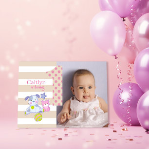 Invitation Rotation d'un anniversaire mignon rose de photo