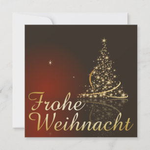 Invitation Rotes Weihnachtsmotiv mit goldenem Weihnachtsbaum