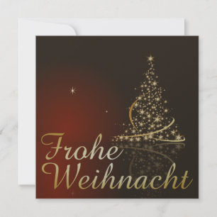 Invitation Rotes Weihnachtsmotiv mit goldenem Weihnachtsbaum