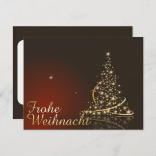 Invitation Rotes Weihnachtsmotiv mit goldenem Weihnachtsbaum