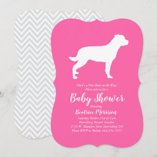 Invitation Rottweiler Chien Baby shower Rose Girl Rottie