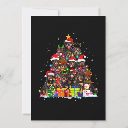 Invitation Rottweiler en pyjama de Noël Arbre de Noël Chien d (Devant)