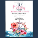 Invitation Roue à voile florale Nautique 40e anniversaire<br><div class="desc">Floral Sailing Wheel Nautique 40e anniversaire Invitation pour les femmes. Il Est Facile De Changer L'Exemple De Texte En Vous Propre En Cliquant Sur Personnaliser. Cliquez Sur Personnaliser/Modifier Avec L'Outil De Création Pour Modifier Le Type De Police, La Couleur De Police, La Taille De Police, Ou Pour Ajouter/Supprimer/Modifier Le Texte...</div>