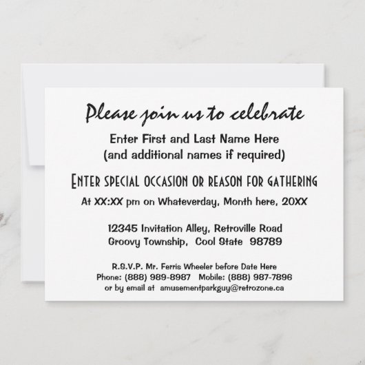 Invitation Roue de Ferris Artsy (Dos)