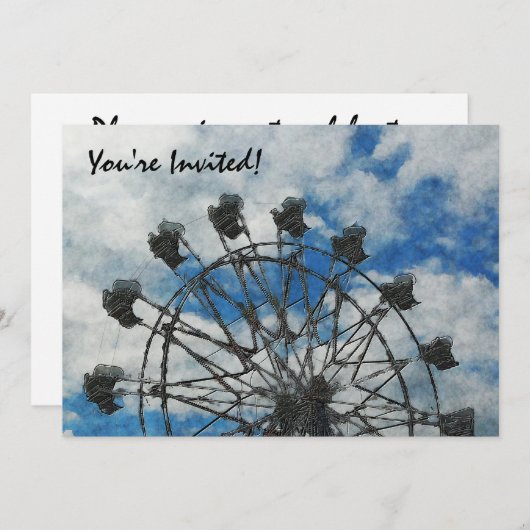 Invitation Roue de Ferris Artsy (Devant / Derrière)