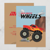 Invitation Roue de monstre orange, jaune, rouge, verte invité (Devant / Derrière)