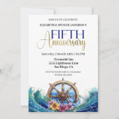 Invitation Roue de navigation de voile 5e anniversaire de mar (Devant)