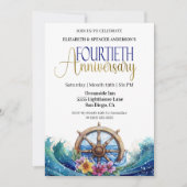 Invitation Roue de navigation maritime 40e anniversaire de ma (Devant)