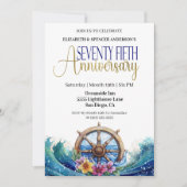 Invitation Roue de navigation maritime 75e anniversaire de ma (Devant)