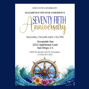 Invitation Roue de navigation maritime 75e anniversaire de ma