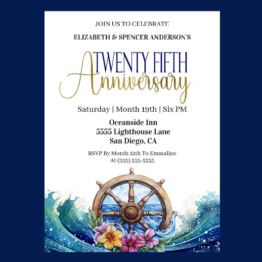 Invitation Roue de navigation pour voilier 25e anniversaire d