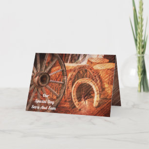 Invitation Roue en Wagon Rustique Horseshoes Style Occidental
