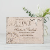 Invitation Roue en Wagon Rustique Longhorn Fête des mariées (Debout devant)