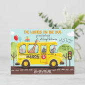 Invitation Roues dans l'autobus Fête des autobus scolaires In (Debout devant)