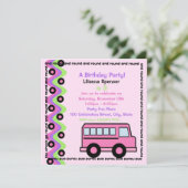 Invitation Roues de bus scolaires/ Rose (Debout devant)