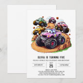 Invitation Roues enchantées Monster Truck Anniversaire (Devant / Derrière)