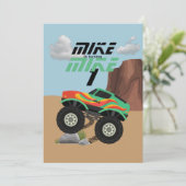 Invitation Roues Monster orange, jaune, rouge, vert bébé b (Debout devant)