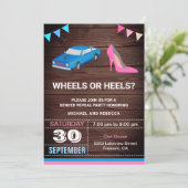 Invitation Roues ou talons Partie de révélation de genre (Debout devant)