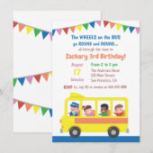 Invitation Roues sur la partie d'anniversaire de enfant (Devant / Derrière)