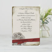 Invitation rouge à dentelle Vintage Heather (Debout devant)