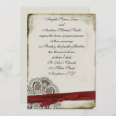 Invitation rouge à dentelle Vintage Heather (Devant / Derrière)