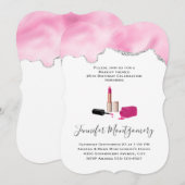 Invitation Rouge à lèvres et vernis à ongles Rose Glam Thème (Devant / Derrière)