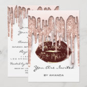 Invitation Rouge à lèvres rouge Kiss Party 16 ans Rose Paille (Devant / Derrière)