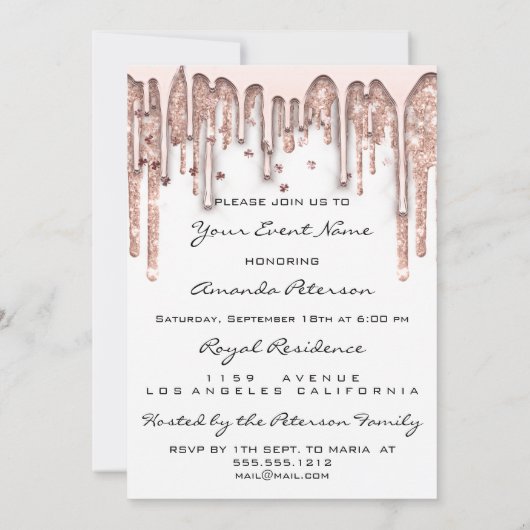 Invitation Rouge à lèvres rouge Kiss Rose Fête 16ème Paillett (Dos)