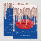Invitation Rouge à lèvres rouge Kiss Rose Glitter Blue 16ème  (Devant / Derrière)