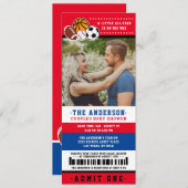 Invitation Rouge All Star Sport Ticket Couples Douche Photo (Devant / Derrière)