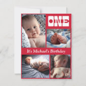 Invitation Rouge annuel multi un cadre d'anniversaire (Devant)