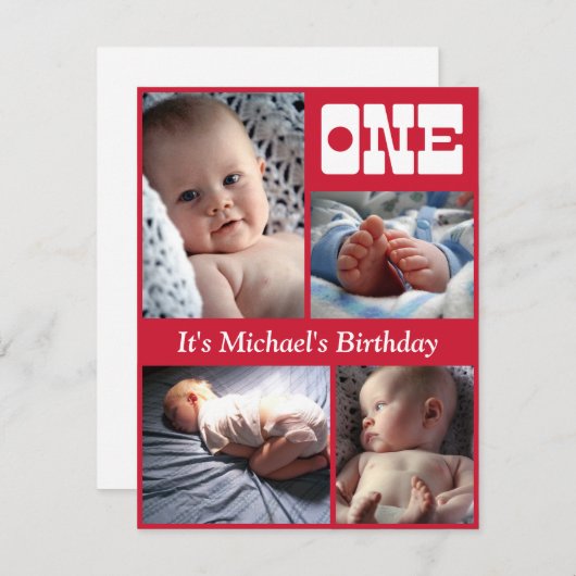 Invitation Rouge annuel multi un cadre d'anniversaire (Devant / Derrière)
