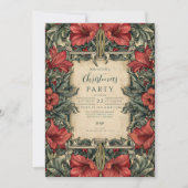 Invitation Rouge Antique Amaryllis Botanique Noël (Devant)