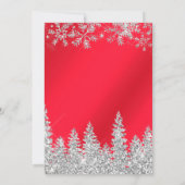 Invitation Rouge argent neige feuille de pin entreprise Noël (Dos)
