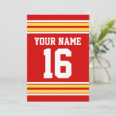 Invitation Rouge avec Jaune Blancs Équipe Jersey (Debout devant)