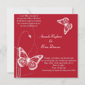Invitation rouge avec les papillons blancs (Devant)