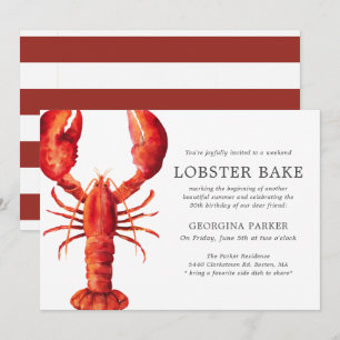 Invitation Rouge   Bake au homard Anniversaire   Bandes rouge
