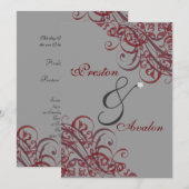 Invitation rouge baroque exquise du rouleau 5x7 (Devant / Derrière)