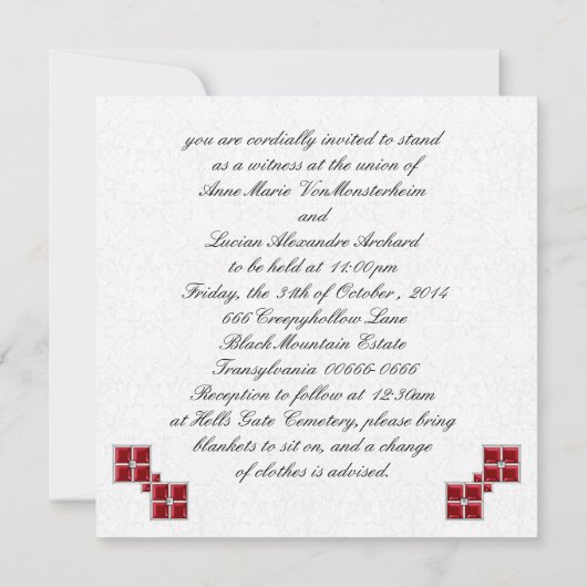 Invitation Rouge bijoux look Goth Damask (Dos)