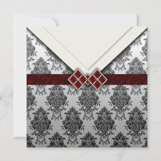 Invitation Rouge bijoux look Goth Damask (Devant)