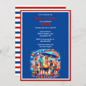 Invitation Rouge Blanc 4 juillet (Devant / Derrière)