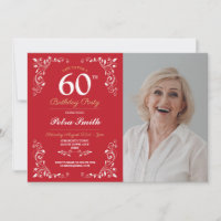 Rouge Blanc Anniversaire Femme Classy 60ème Photo