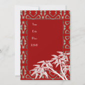 Invitation Rouge Blanc Asiatique Bambou Art Déco (Dos)